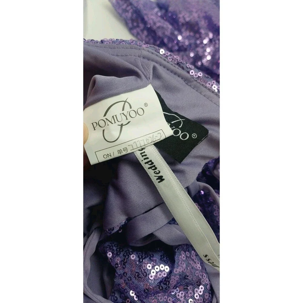 Pomuyoo Junior's Size XS Purple Sequin Dress Party Prom Wedding Homecoming